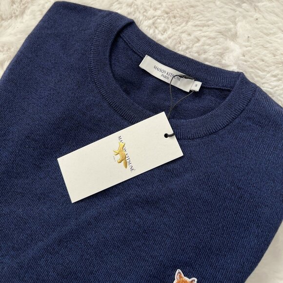 NWT - Maison Kitsune Chillax Fox Men's Sweater - Navy🦊 - Picture 5 of 5